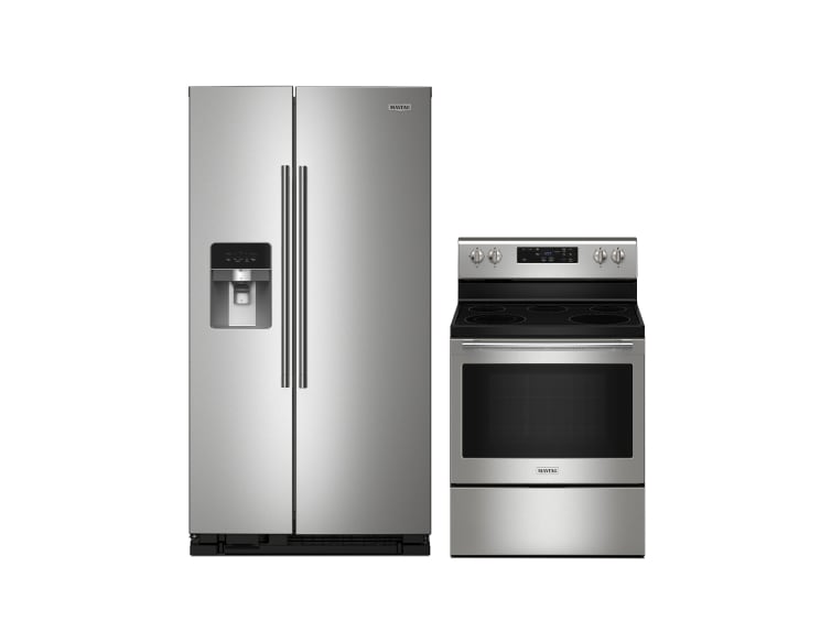 Maytag® Performance Lineup refrigerator and electric range